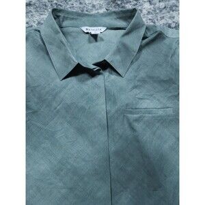 Athleta Button Up Womens Green Shirt  Size XL Relaxed Fit Vented Workout